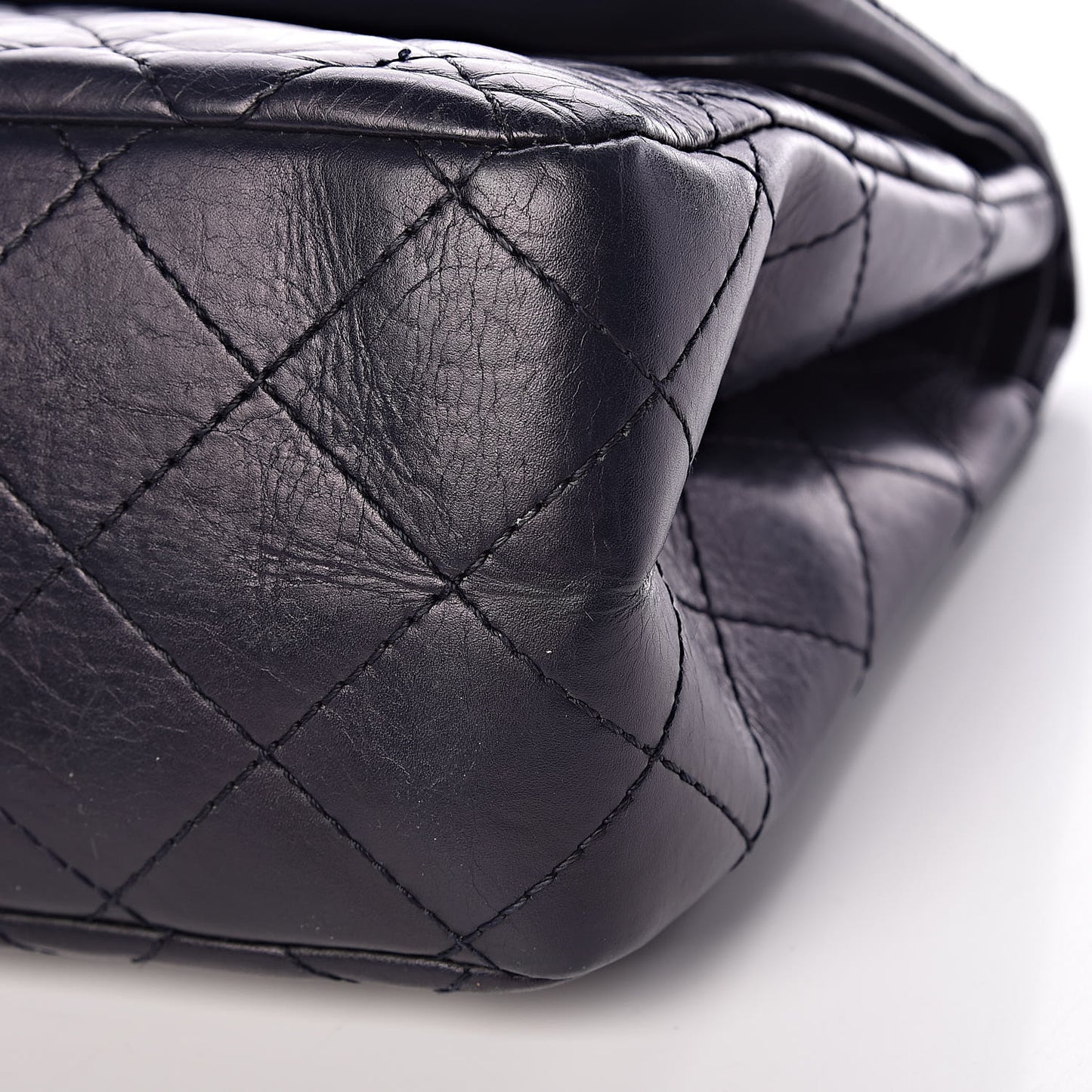 Aged Calfskin Quilted 2.55 Reissue 227 Flap Navy Blue