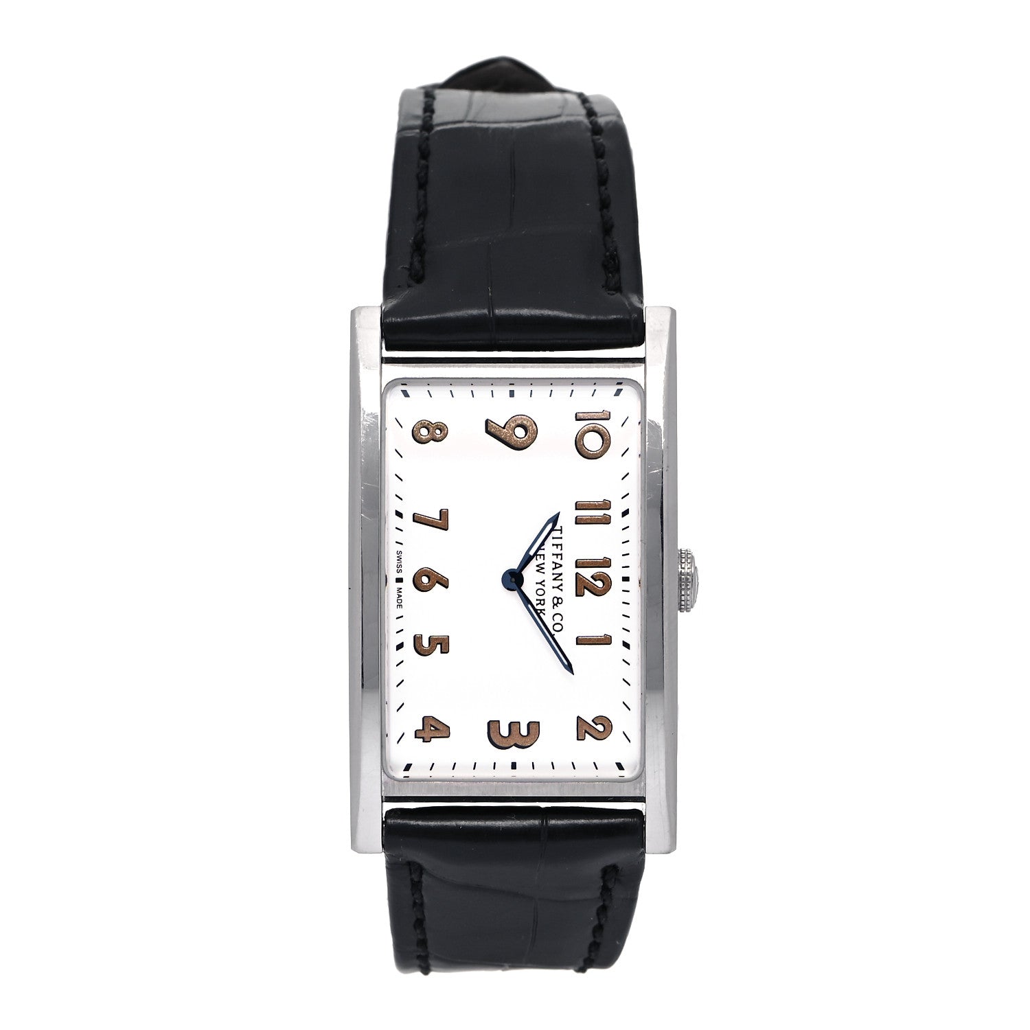Tiffany Stainless Steel Alligator 25mm East West Quartz Watch 1 of 7