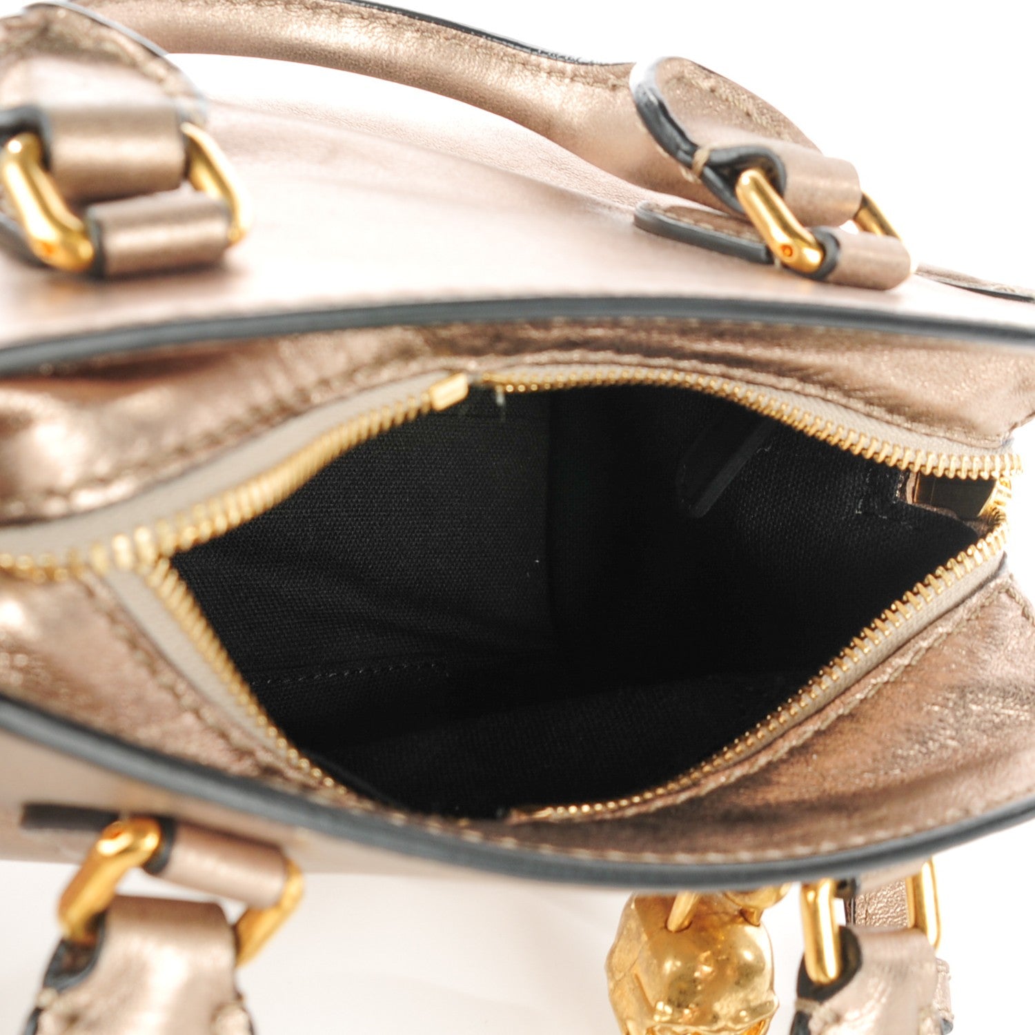 Alexander McQueen Metallic Calfskin Mini Padlock Tote Nude Gold 5 of 7