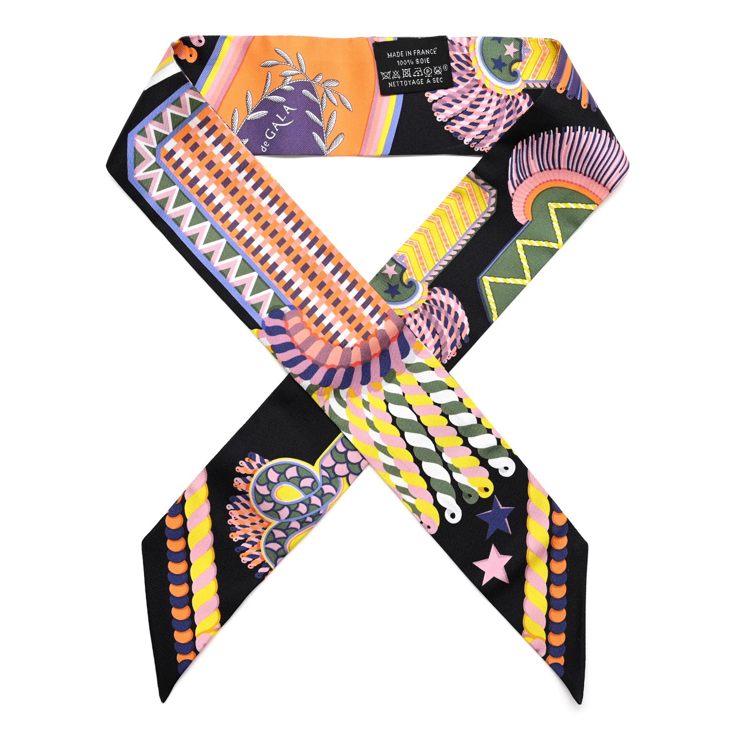 Hermes Silk Epaulettes De Gala Twilly Black Multicolor 1 of 5