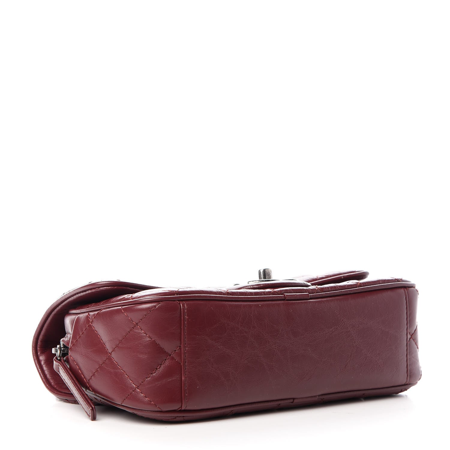 Chanel Aged Calfskin Quilted Small Easy Flap Dark Red 4 of 9