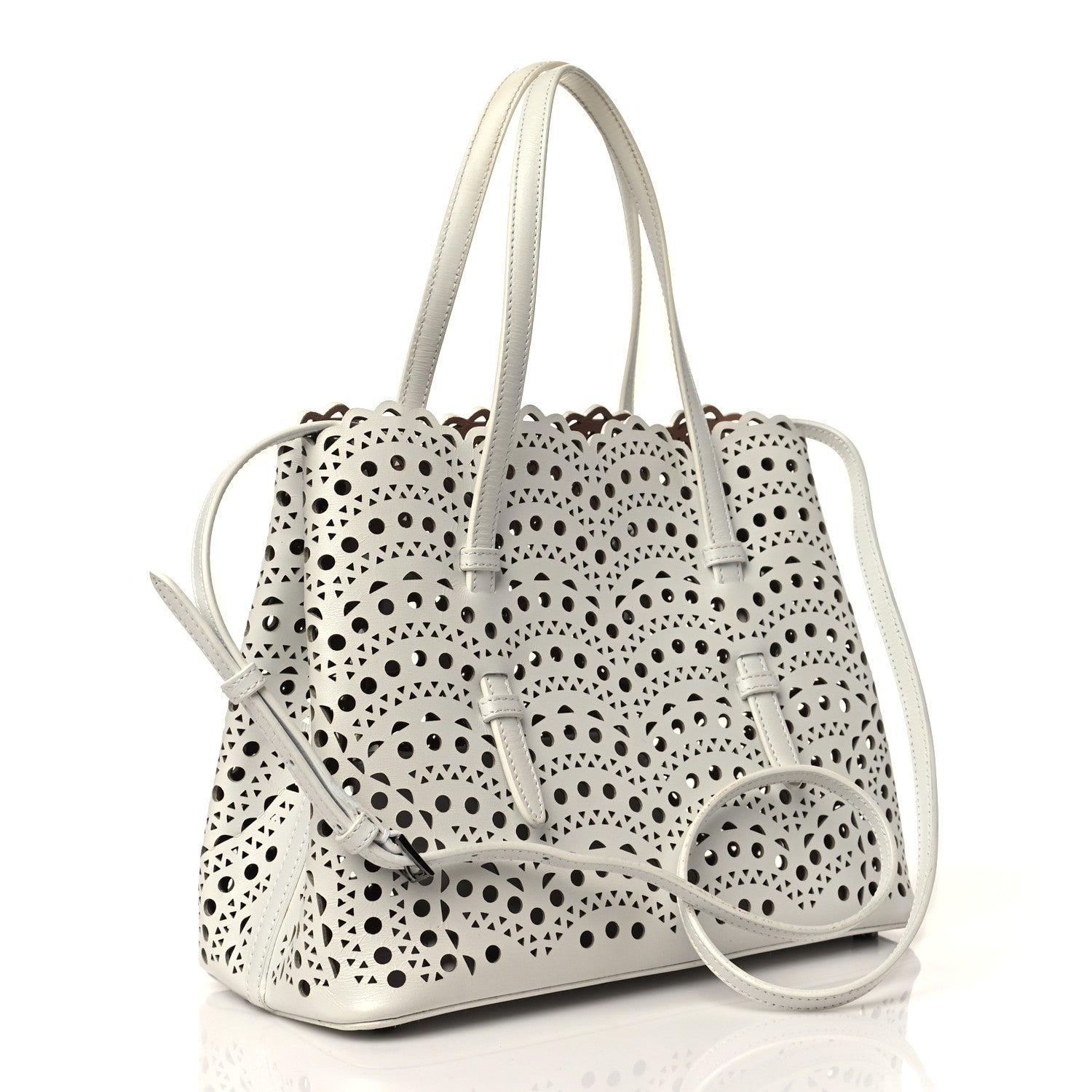 Alaia Calfskin Vienne Wave Mina 25 Bag  White 4 of 9