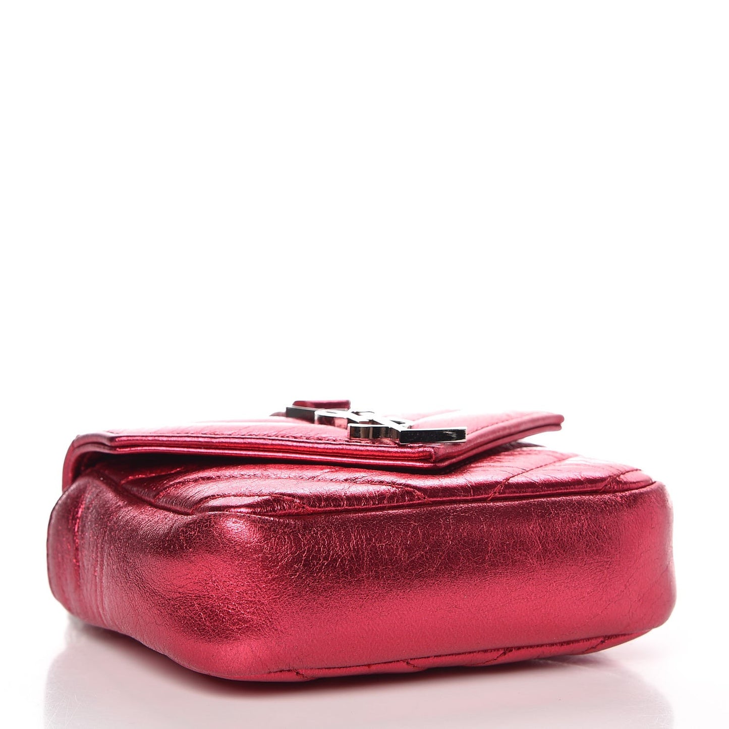 Metallic Calfskin Chevron Monogram Micro Crossbody Bag Pink