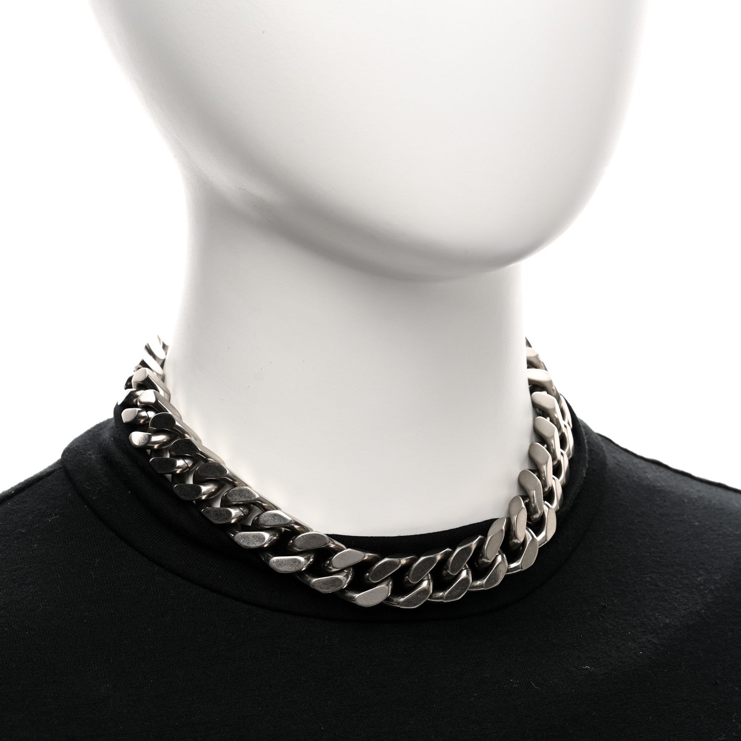 Saint Laurent Metal Chain Choker Necklace Oxidized Silver 2 of 5