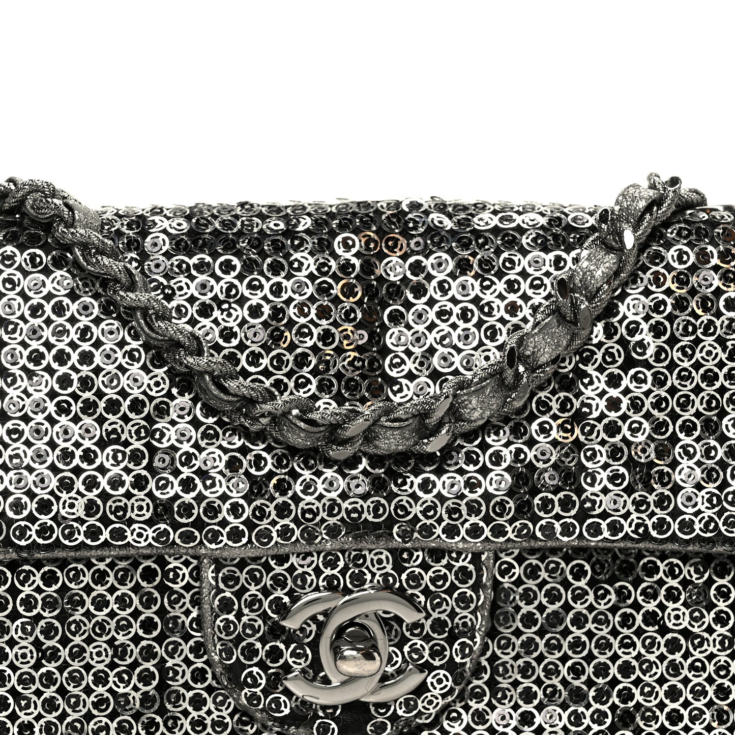 Sequin East West Flap Dark Silver
