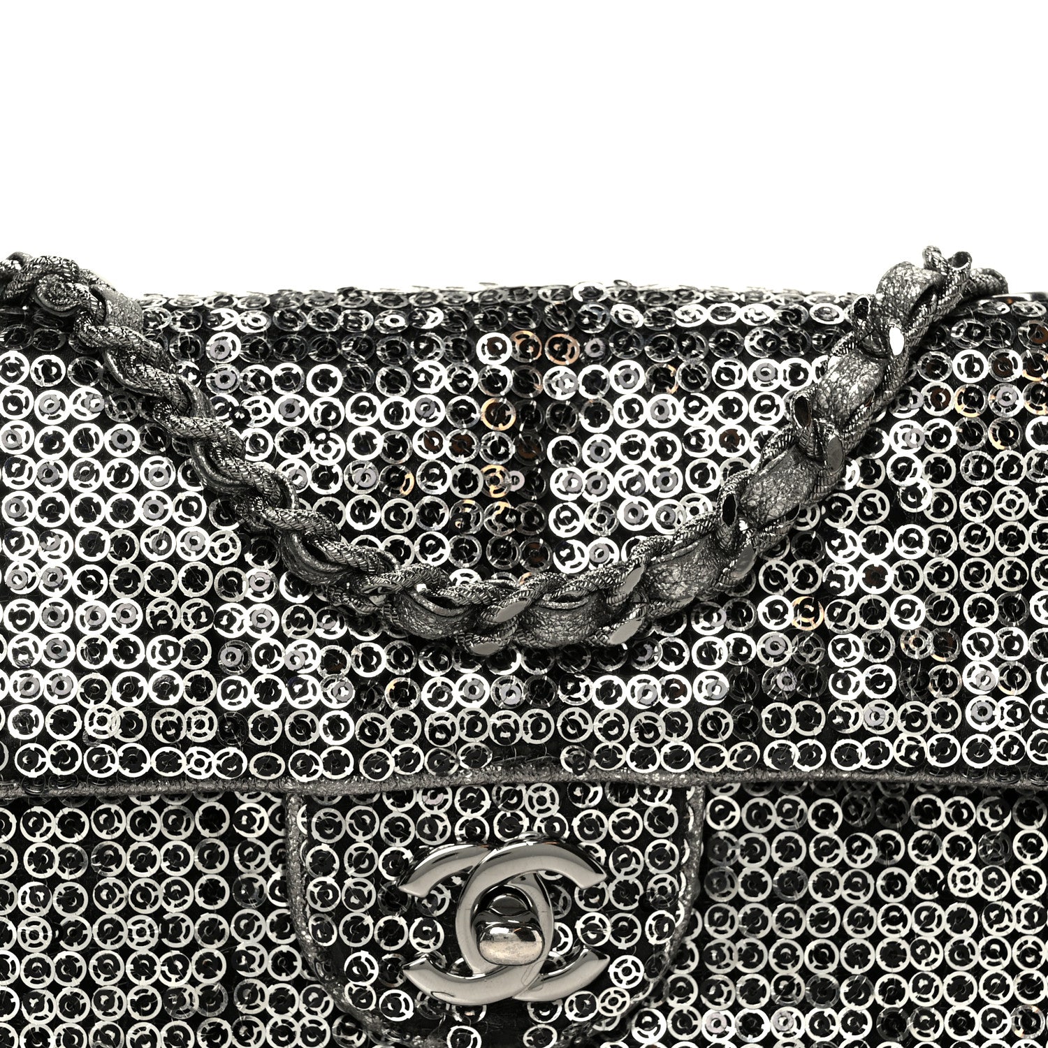 Chanel Sequin East West Flap Dark Silver 9 of 11