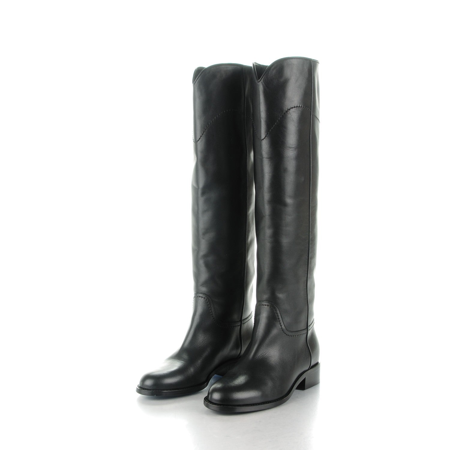 Chanel Calfskin Ascot Riding Boots 35.5 Black 3 of 6