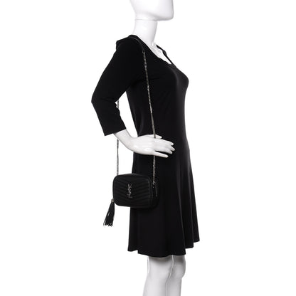 Saint Laurent Grain De Poudre Matelasse Monogram Mini Lou Camera Bag Black 2 of 10