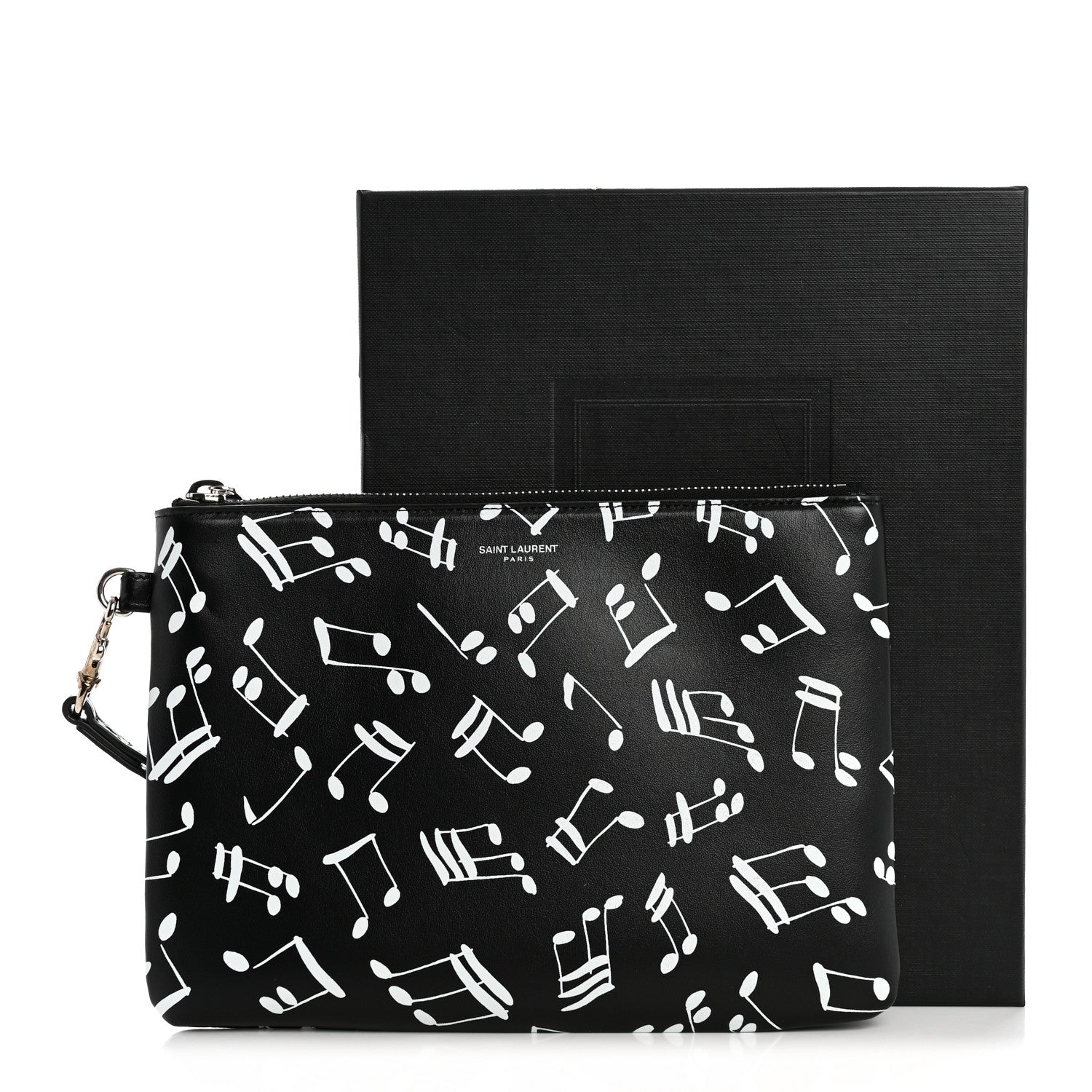 Saint Laurent Calfskin Musical Notes Zip Pouch Black 11 of 11