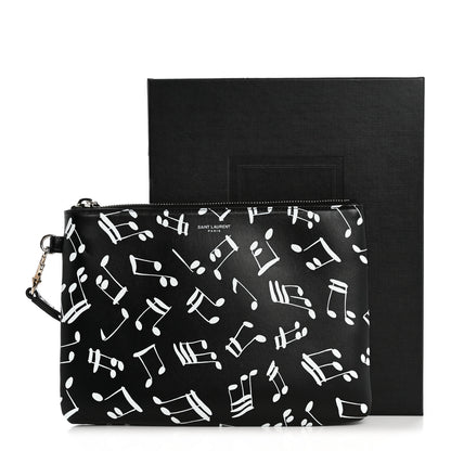 Saint Laurent Calfskin Musical Notes Zip Pouch Black 11 of 11