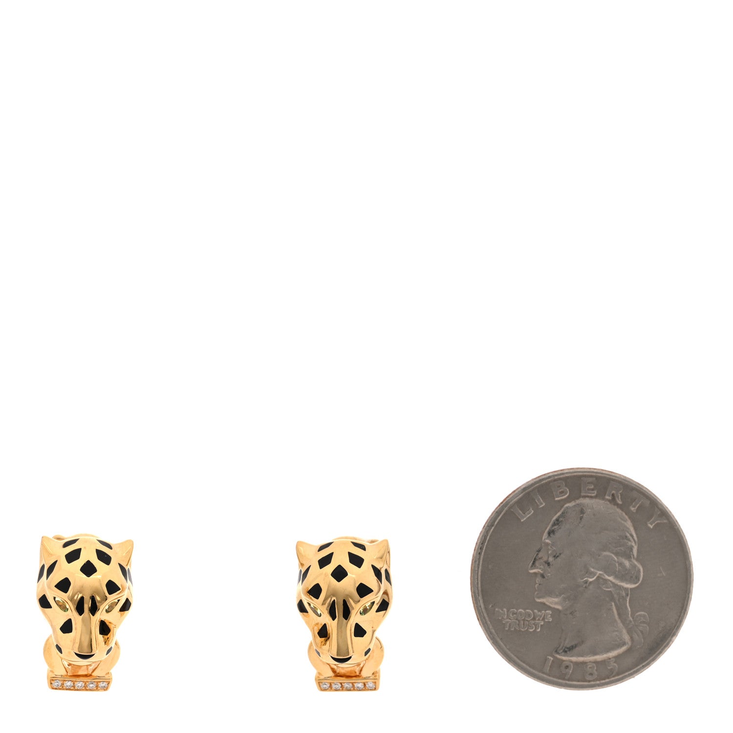 Cartier 18K Yellow Gold Diamond Tsavorite Black Onyx Black Lacquer Panthere De Cartier Earrings 2 of 5