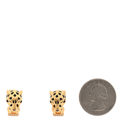 Cartier 18K Yellow Gold Diamond Tsavorite Black Onyx Black Lacquer Panthere De Cartier Earrings 2 of 5