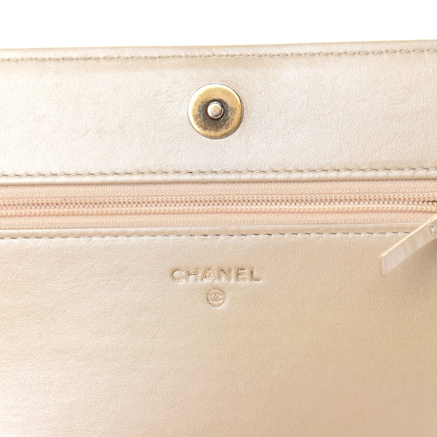 Chanel Cracked Metallic Calfskin Quilted Boy Wallet On Chain WOC Gold 11 of 15
