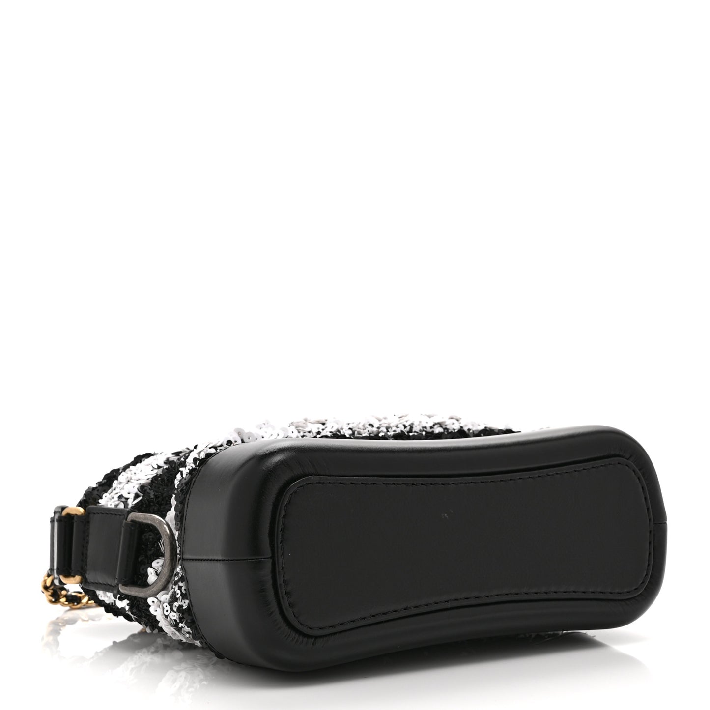 Sequin Calfskin Small Gabrielle Hobo Black White