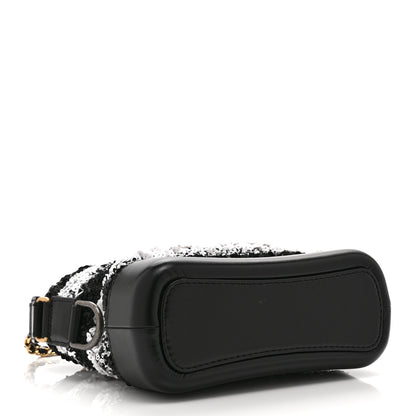 Chanel Sequin Calfskin Small Gabrielle Hobo Black White 4 of 10