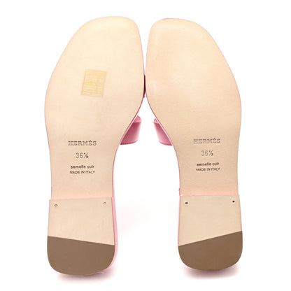 Hermes Box Calfskin Oran Sandals 36.5 Rose Pétale 6 of 9