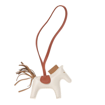 Hermes Milo Lambskin Grigri Rodeo Horse Bag Charm PM Craie Sesame Cornaline 1 of 3