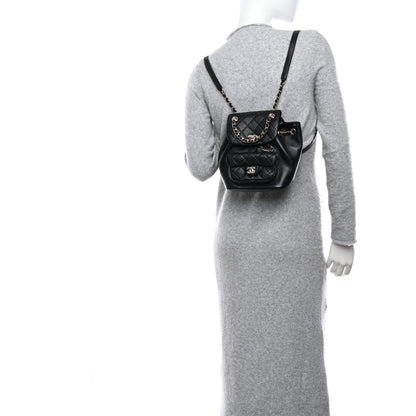 Chanel Lambskin Quilted Small Duma Drawstring Backpack Black 2 of 10