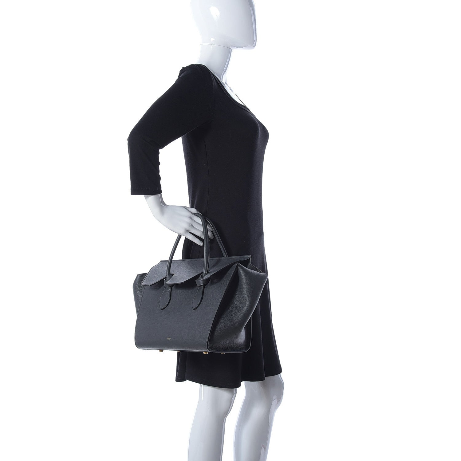 Celine Crisped Calfskin Mini Tie Knot Tote Anthracite 2 of 21