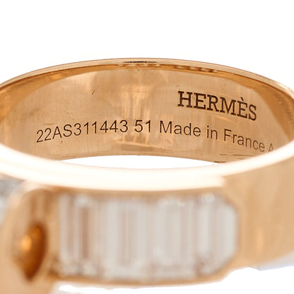 Hermes 18K Rose Gold Diamond PM Kellymorphose Baguettes Ring 51 5.75 6 of 7