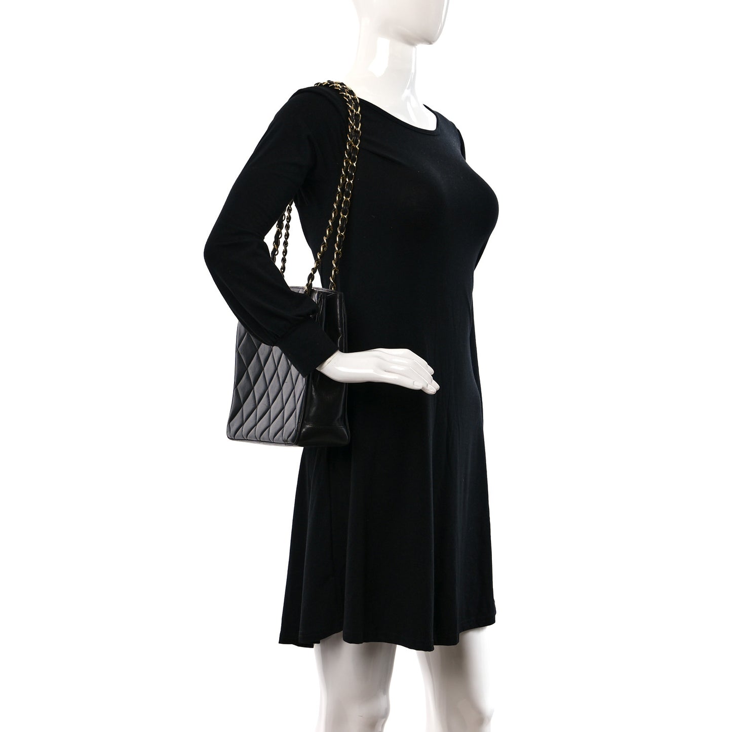Lambskin Quilted CC Shoulder Bag Black