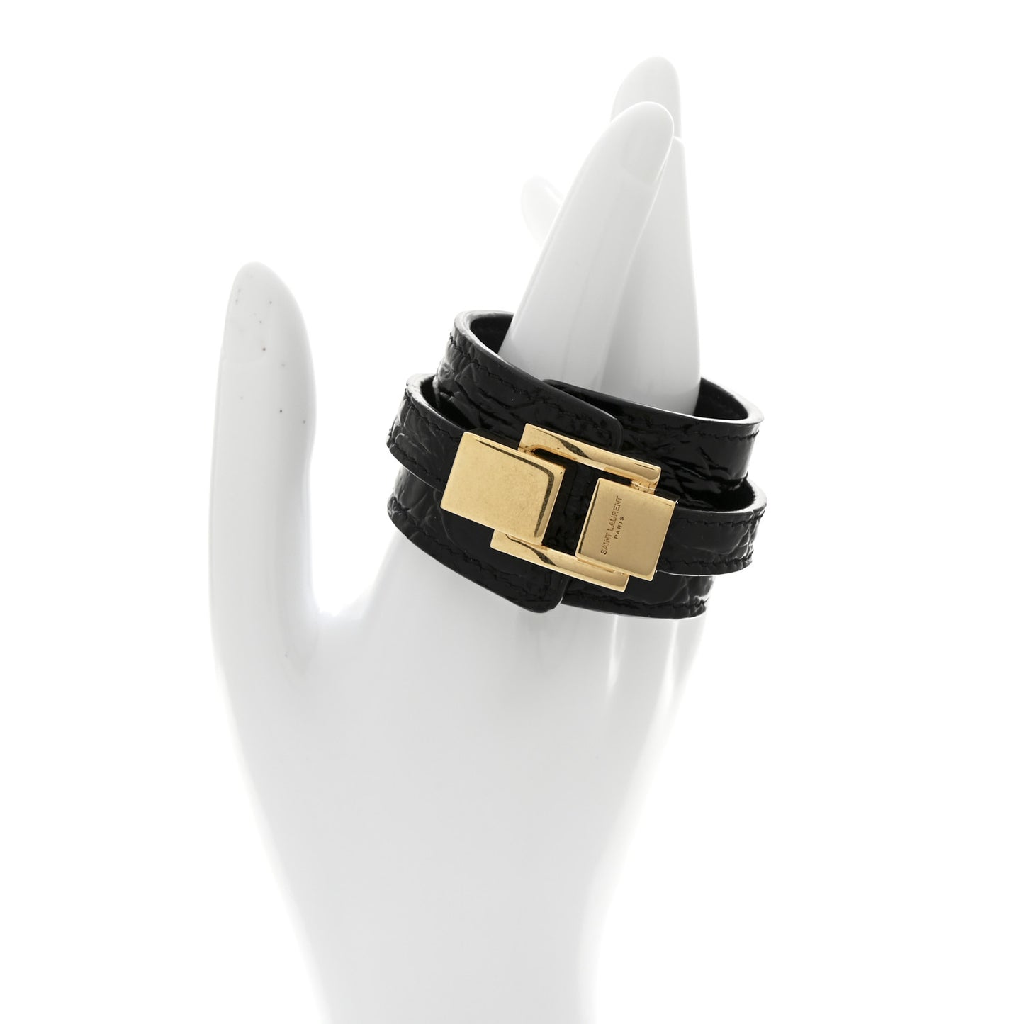 Calfskin Crocodile Embossed Bracelet S Black