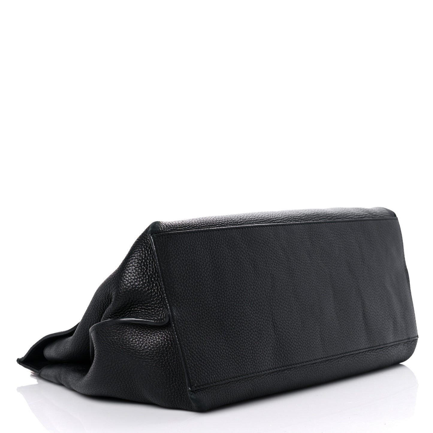 Pebbled Calfskin Large Bamboo Daily Top Handle Bag Black