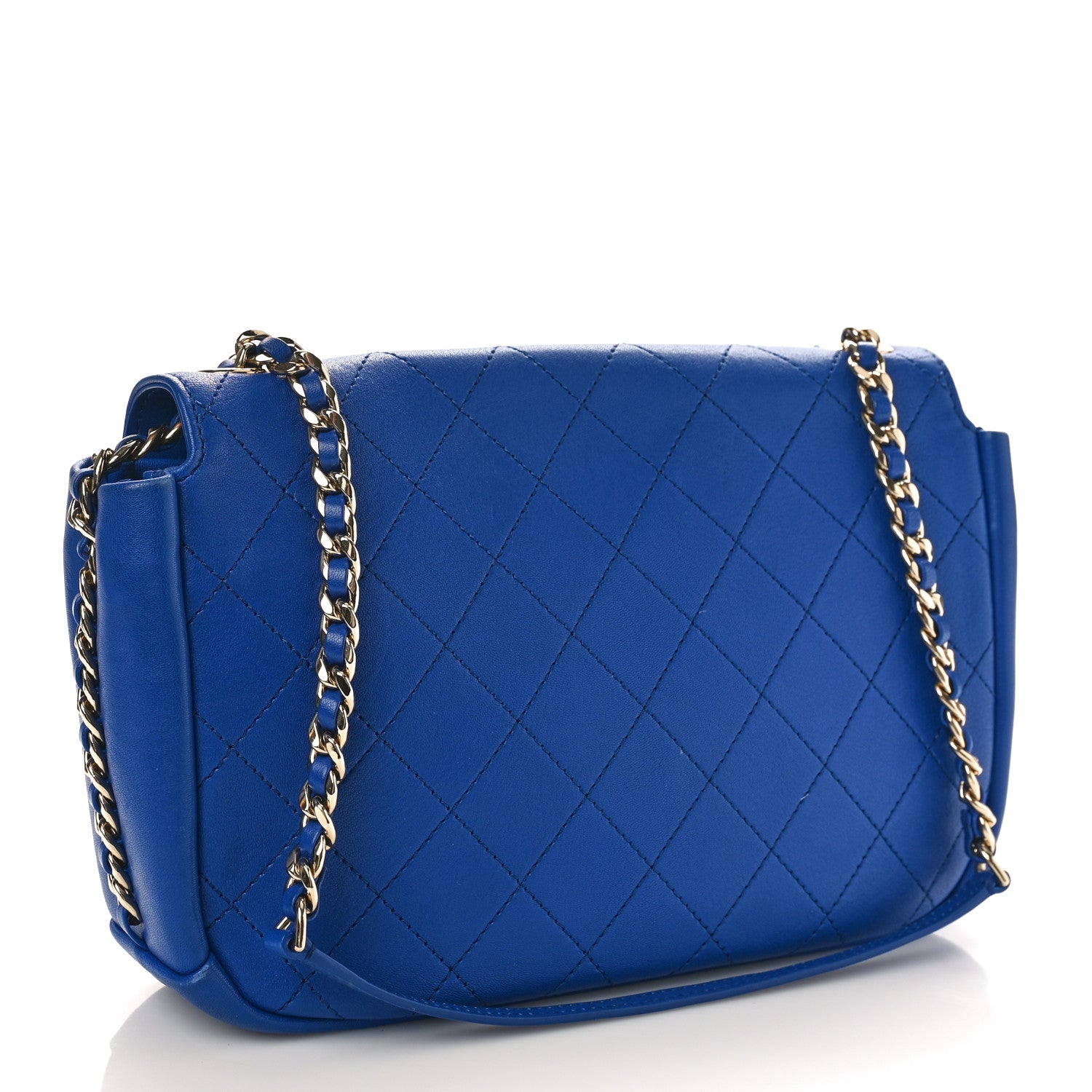 Chanel Goatskin Stitched Medium Casual Trip Single Flap Royal Blue 2 of 9