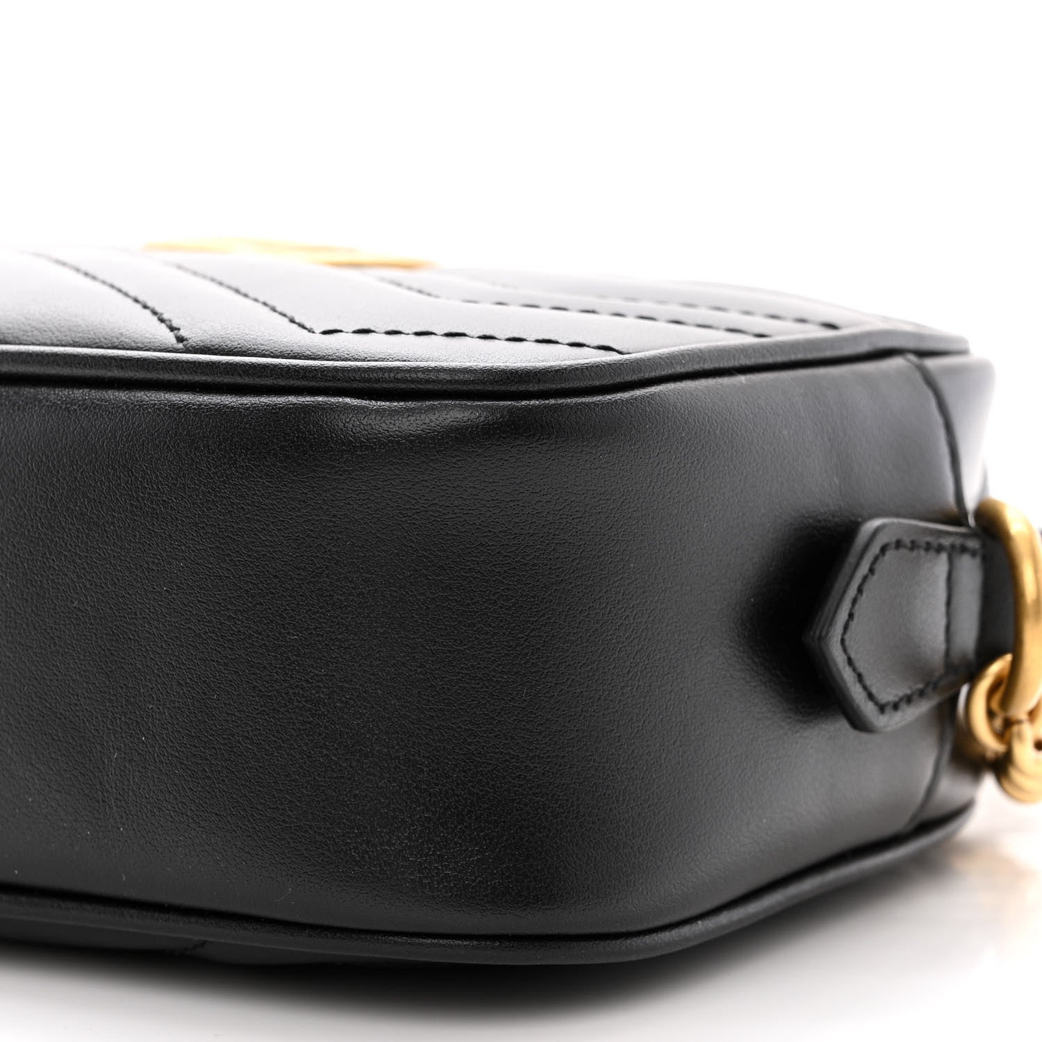 Gucci Calfskin Matelasse Mini GG Marmont Chain Shoulder Bag Black 10 of 12