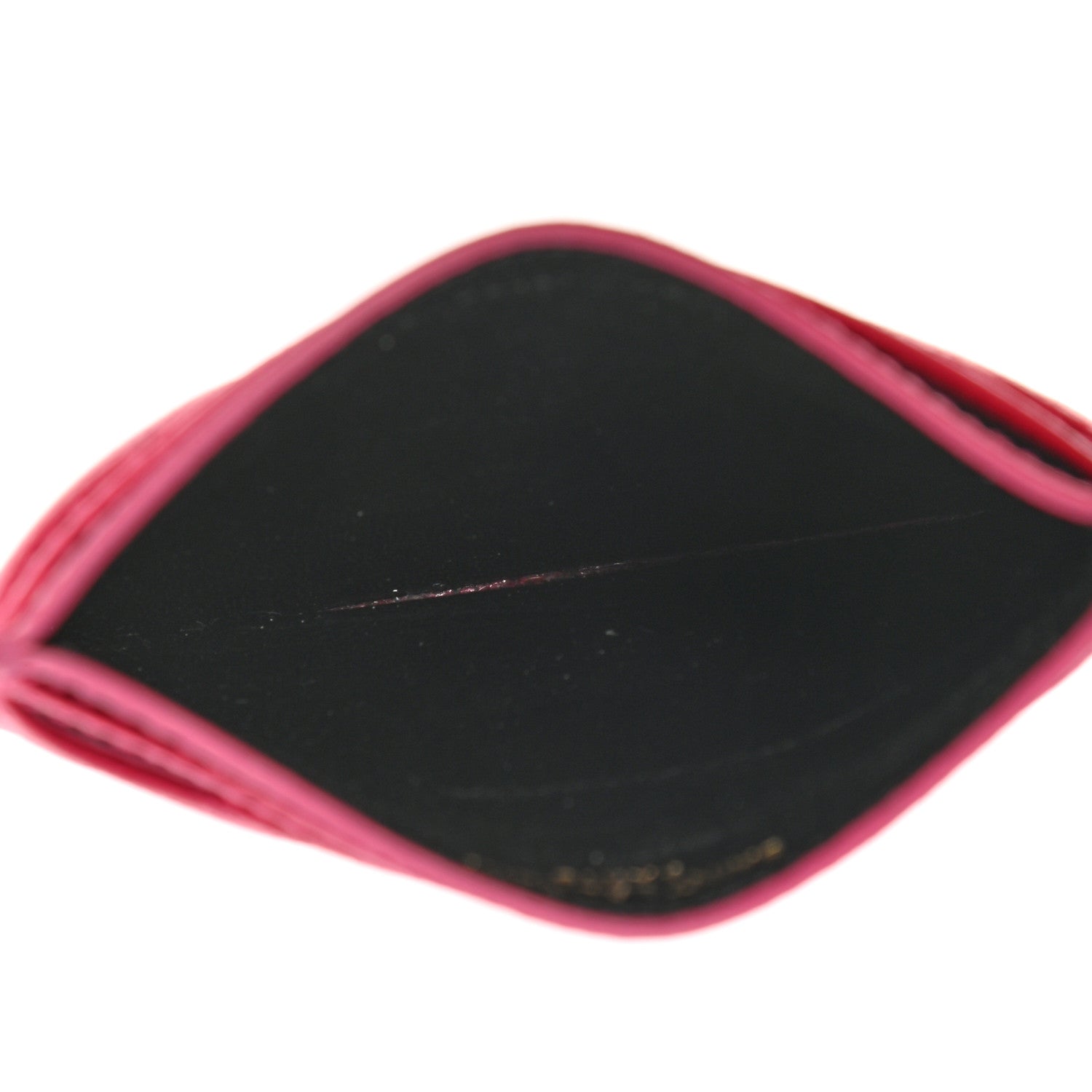 Saint Laurent Grain De Poudre Matelasse Chevron Monogram Credit Card Case Fresh Fuxia 4 of 8