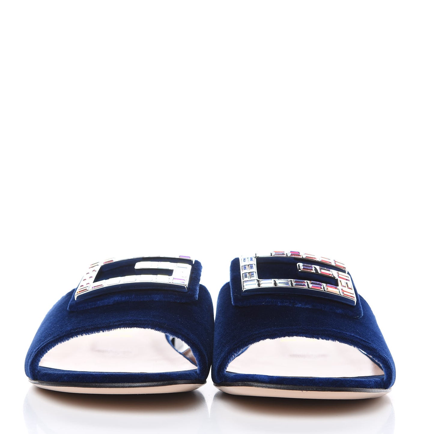 Velvet Crystal Square G Madelyn Slide Sandals 41 Cobalt Blue