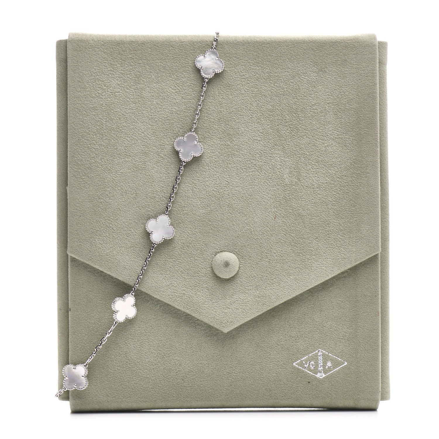Van Cleef & Arpels 18K White Gold Mother of Pearl 10 Motifs Vintage Alhambra Necklace 5 of 5