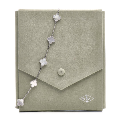 Van Cleef & Arpels 18K White Gold Mother of Pearl 10 Motifs Vintage Alhambra Necklace 5 of 5