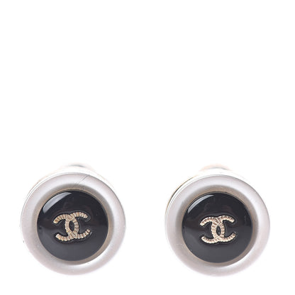 Chanel Resin CC Earrings Black Gold 1 of 5