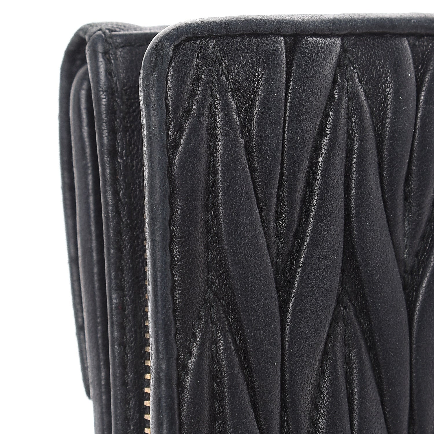 Miu Miu Nappa Matelasse Tri-Fold Flap Wallet Black 8 of 21