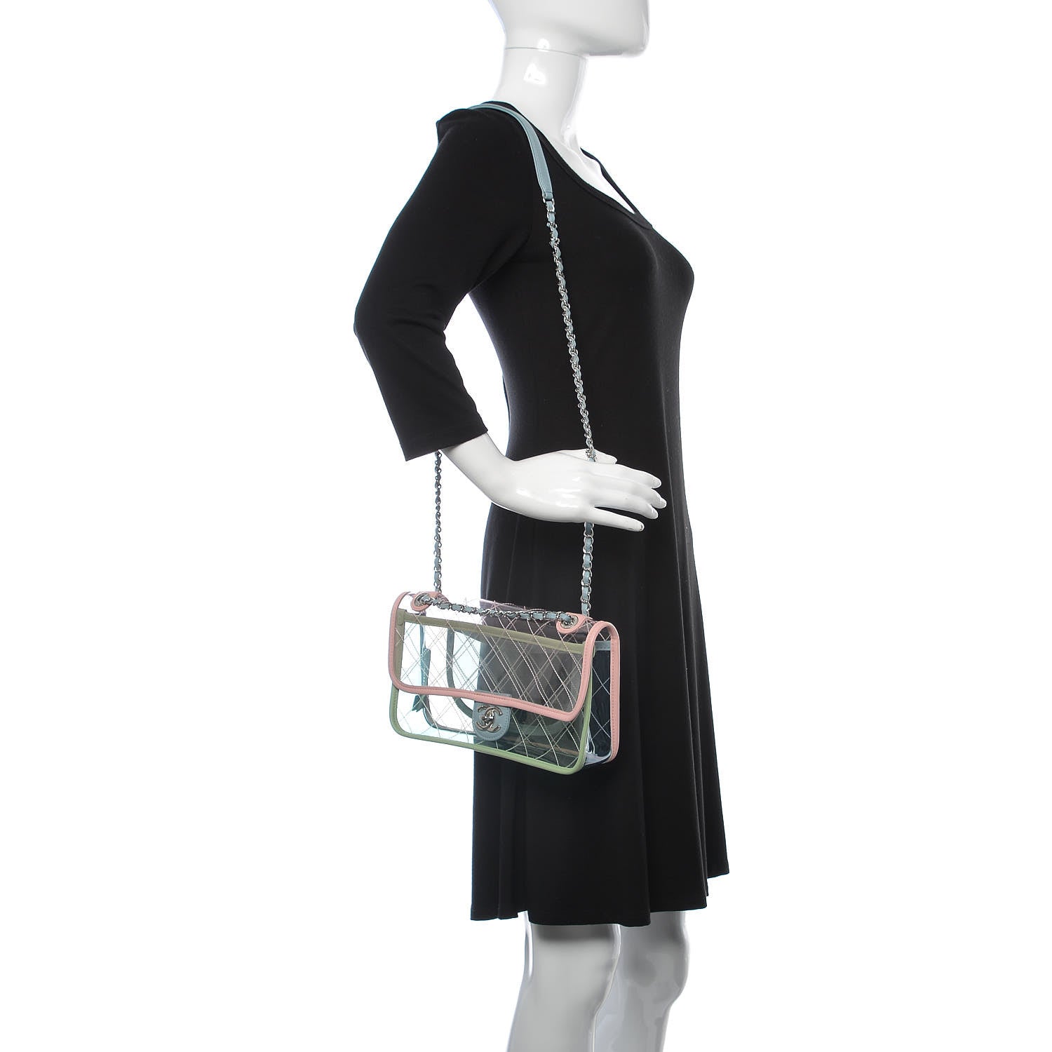 Chanel Lambskin PVC Quilted Medium Coco Splash Flap Blue Green 2 of 12