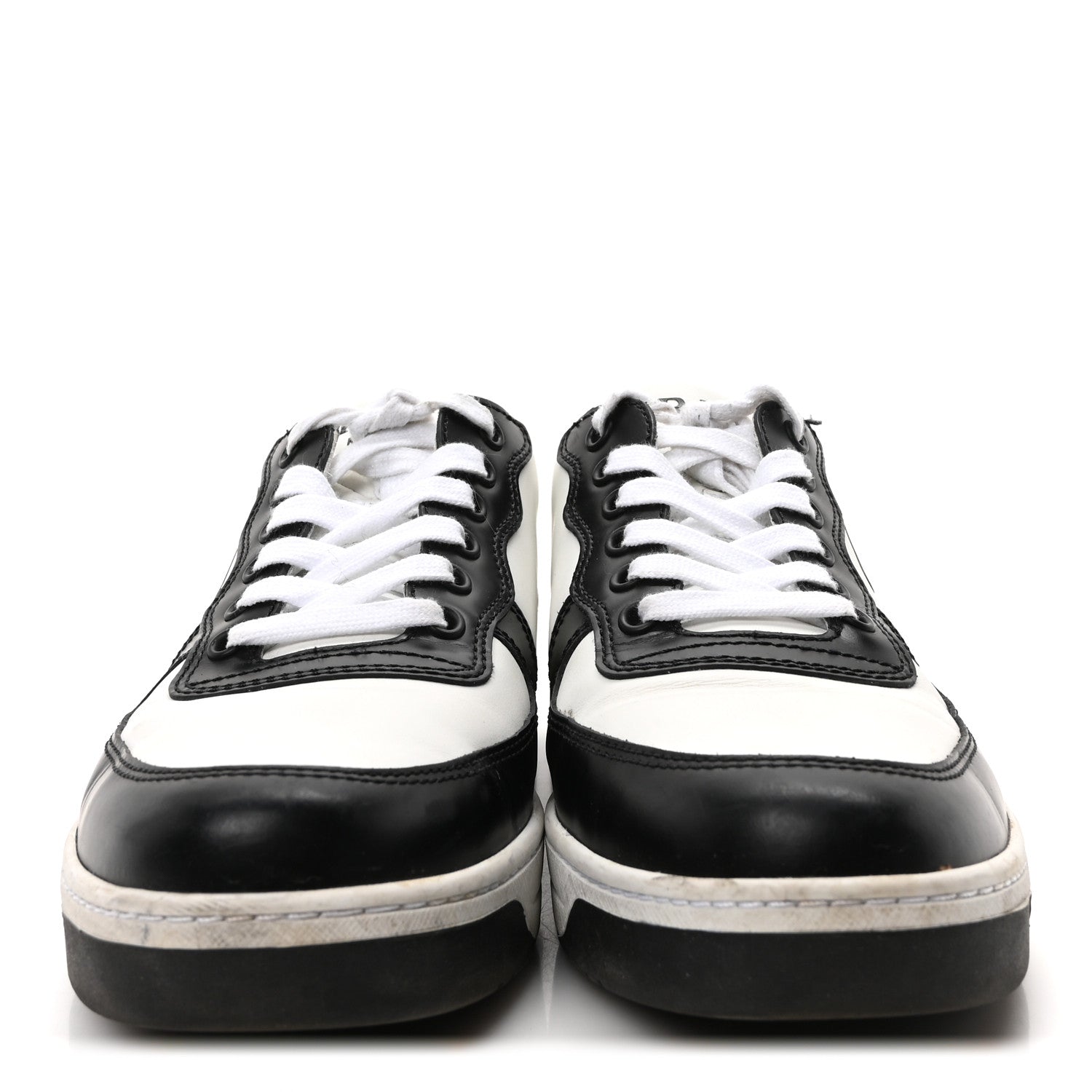 Prada Spazzolato Rois Vitello Soft Triangle Logo Womens Low Top Sneakers 39 White Black 3 of 9