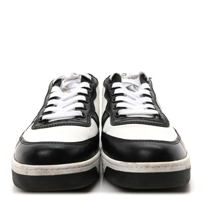 Prada Spazzolato Rois Vitello Soft Triangle Logo Womens Low Top Sneakers 39 White Black 3 of 9