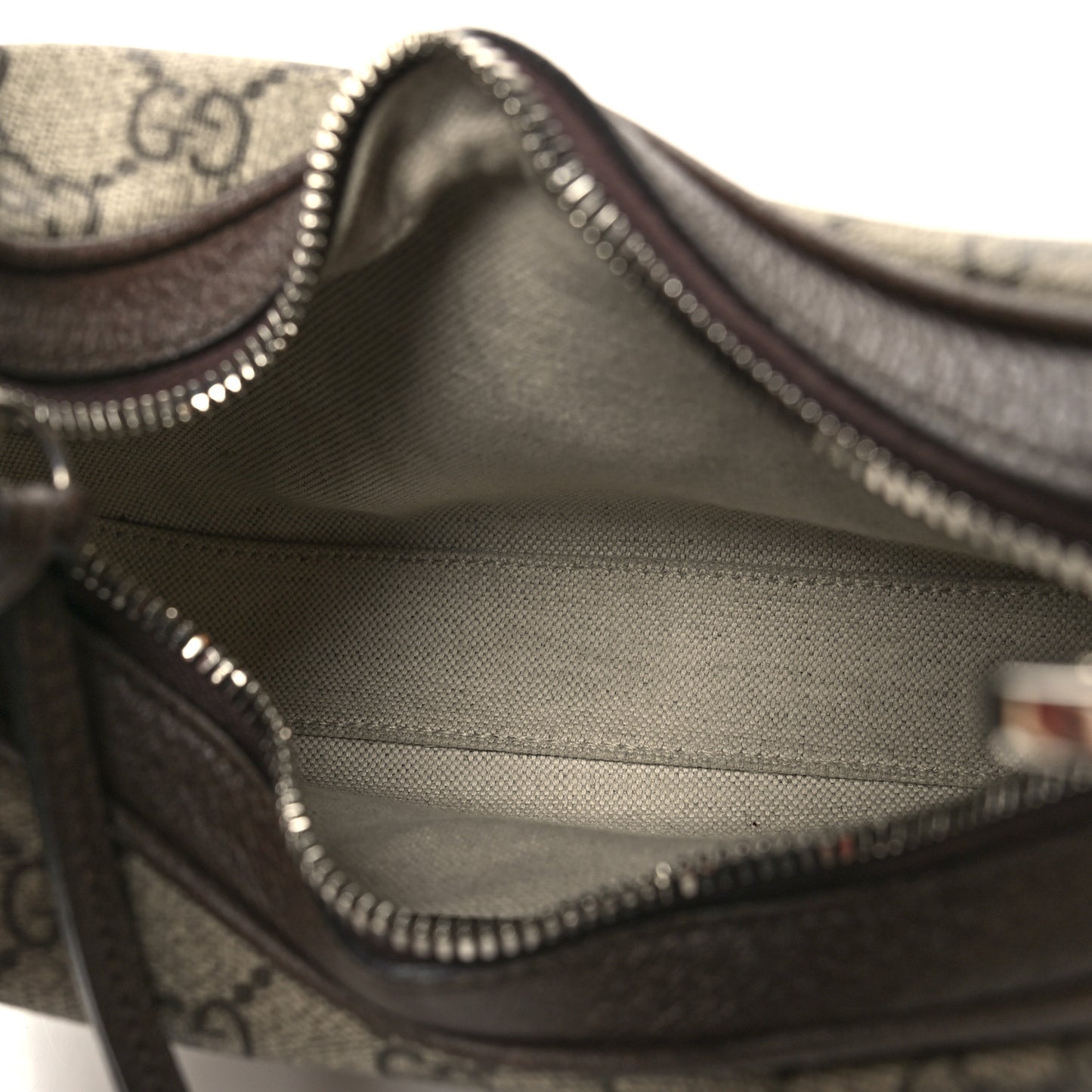 GG Supreme Monogram Textured Calfskin Web Small Attache Shoulder Bag Beige Ebony New Acero