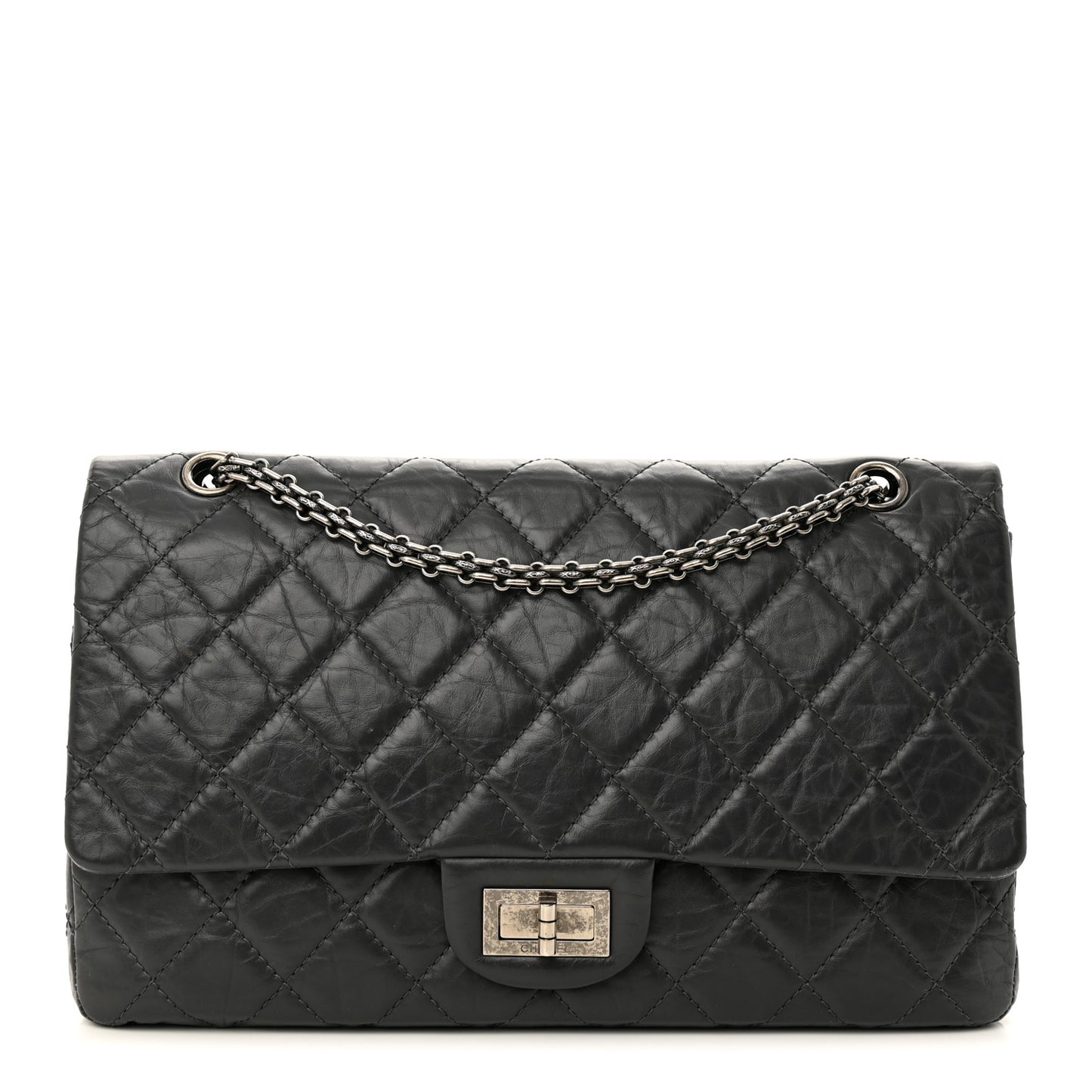 Aged Calfskin Quilted 2.55 Reissue 227 Flap Grey