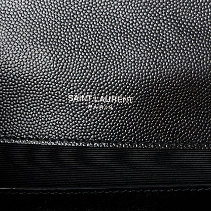 Saint Laurent Grain De Poudre Textured Mixed Matelasse Triquilt Medium Monogram Satchel Black 6 of 12