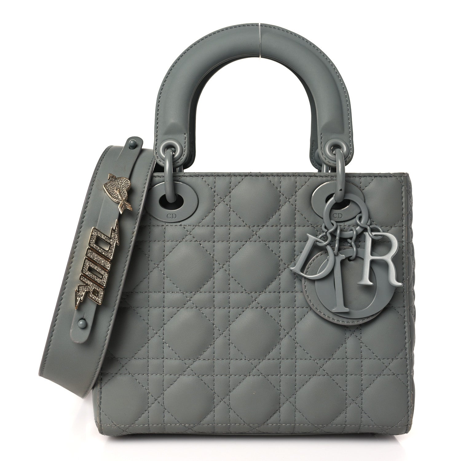 Christian Dior Lambskin Cannage Small My ABCDior Lady Dior Grey 1 of 12