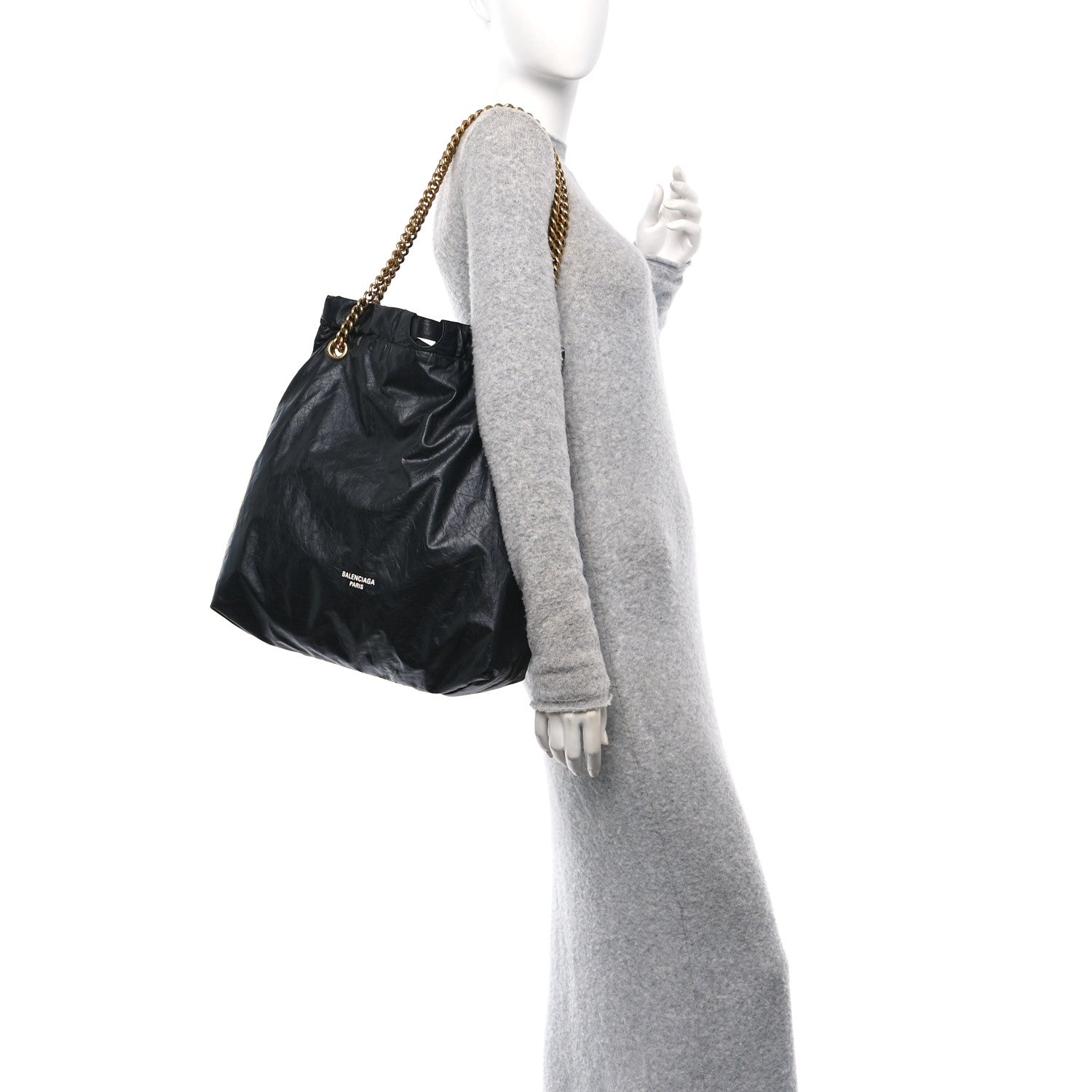 Balenciaga Crushed Calfskin Medium Crush Tote Bag Black 2 of 10