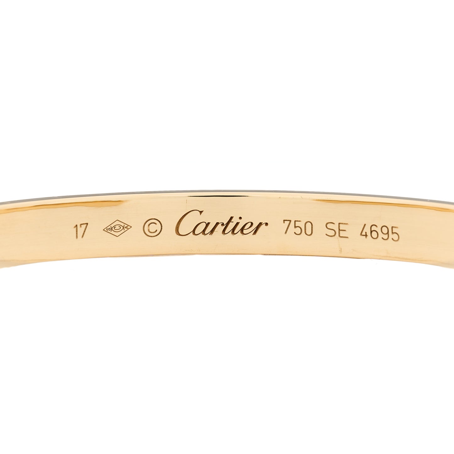 18K Yellow Gold LOVE Cuff Bracelet 17