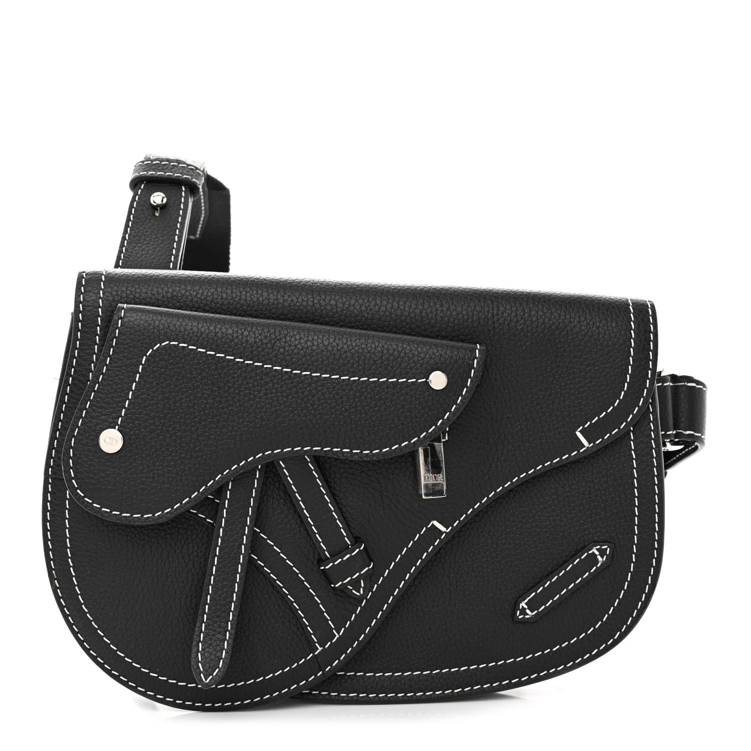 Christian Dior X KAWS Grained Calfskin Saddle Pouch Black 1 of 10