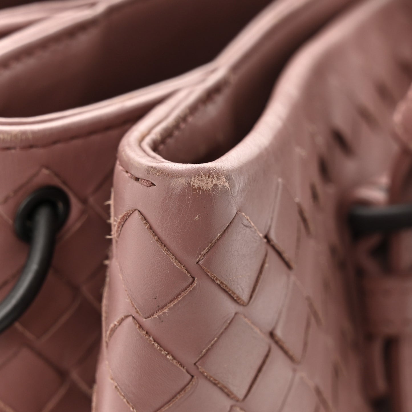 Light Calfskin Intrecciato Small Roma Deco Rose