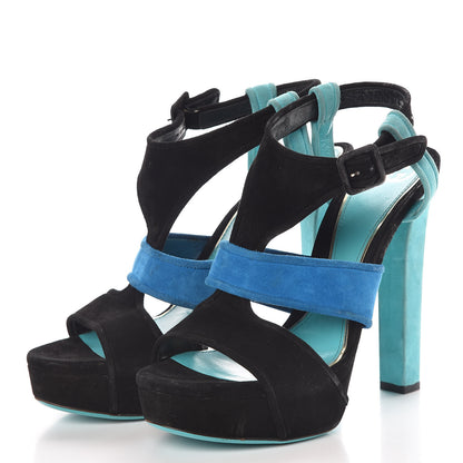Gucci Suede Tri-color Platform Sandals 42 Turquoise 4 of 15