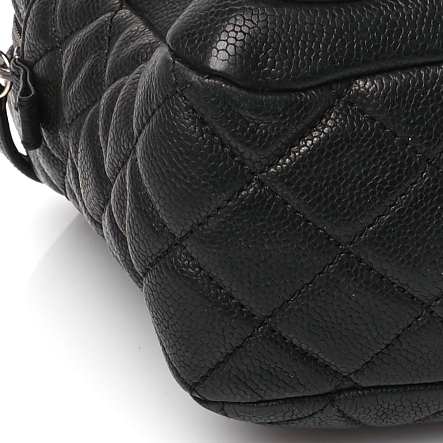 Caviar Quilted Travel Flap Tote Black