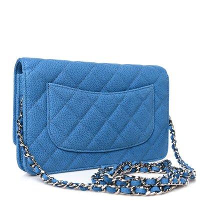 Chanel Iridescent Caviar Quilted Wallet on Chain WOC Blue 3 of 13