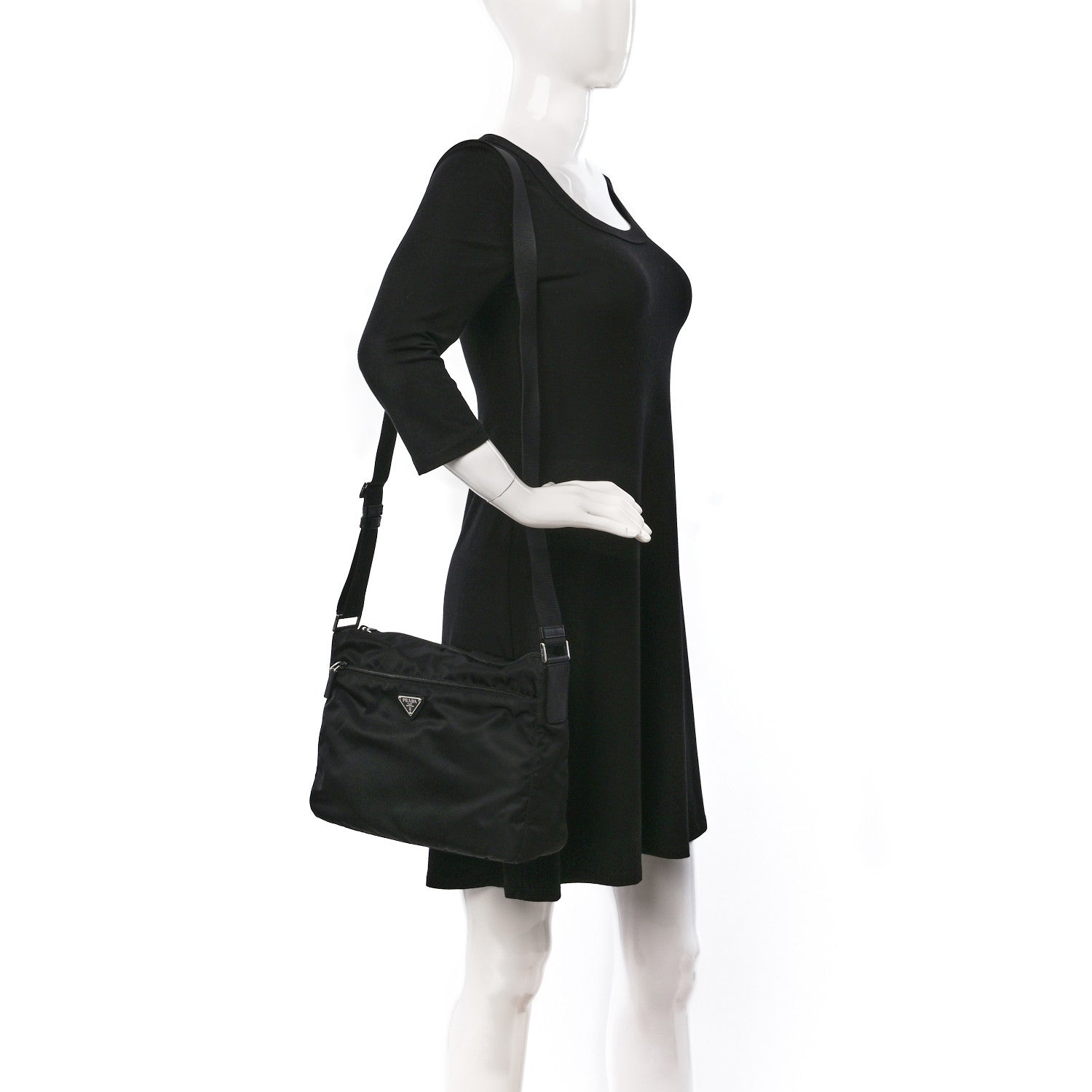 Prada Tessuto Nylon Messenger Bag Black 2 of 9